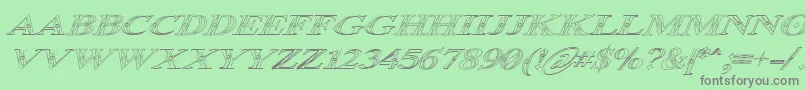 Occoluchi Italic Outline-Schriftart – Graue Schriften auf grünem Hintergrund