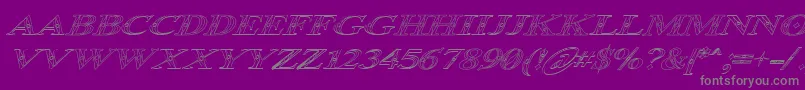 Fonte Occoluchi Italic Outline – fontes cinzas em um fundo violeta