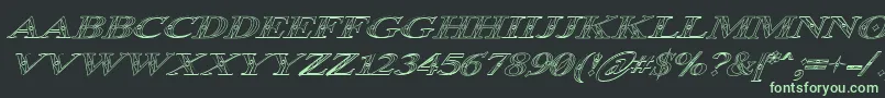 Occoluchi Italic Outline Font – Green Fonts on Black Background