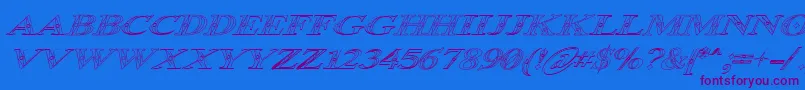 Fonte Occoluchi Italic Outline – fontes roxas em um fundo azul