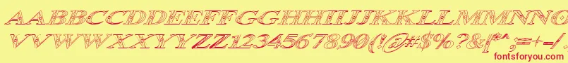 Occoluchi Italic Outline Font – Red Fonts on Yellow Background