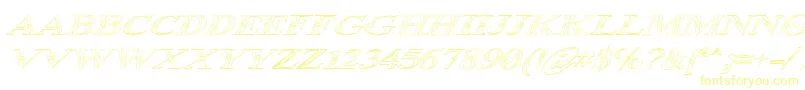 Occoluchi Italic Outline-Schriftart – Gelbe Schriften auf weißem Hintergrund