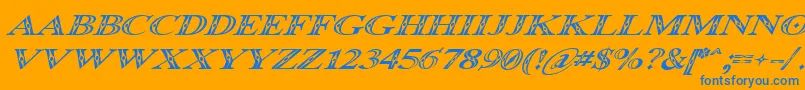 Occoluchi Italic Font – Blue Fonts on Orange Background