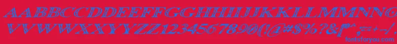 Occoluchi Italic-Schriftart – Blaue Schriften auf rotem Hintergrund