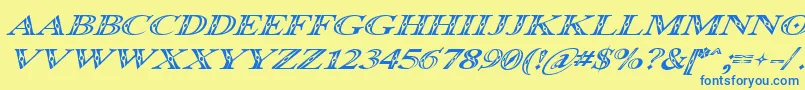Occoluchi Italic Font – Blue Fonts on Yellow Background
