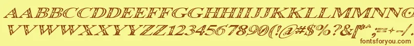 Occoluchi Italic-Schriftart – Braune Schriften auf gelbem Hintergrund
