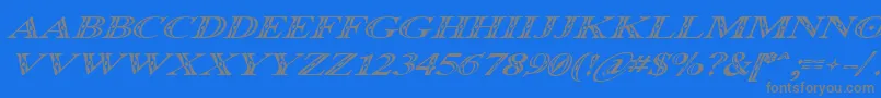 Occoluchi Italic-Schriftart – Graue Schriften auf blauem Hintergrund