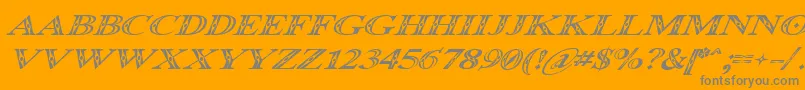 Weitere Informationen zur Occoluchi Italic-Schriftart Occoluchi Italic-Schriftart – Graue Schriften auf orangefarbenem Hintergrund
