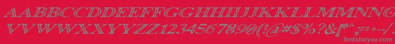 Fonte Occoluchi Italic – fontes cinzas em um fundo vermelho