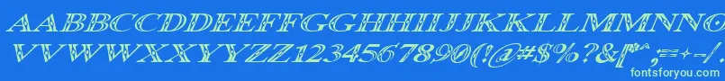 Occoluchi Italic Font – Green Fonts on Blue Background