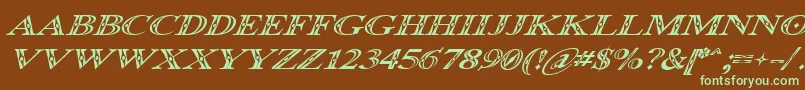 Occoluchi Italic-Schriftart – Grüne Schriften auf braunem Hintergrund