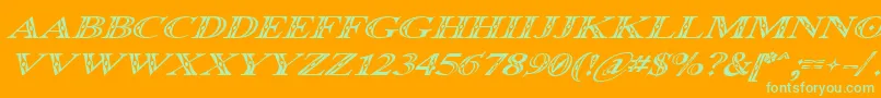Occoluchi Italic-Schriftart – Grüne Schriften auf orangefarbenem Hintergrund