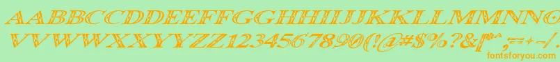 Occoluchi Italic-fontti – oranssit fontit vihreällä taustalla