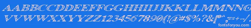 Occoluchi Italic-Schriftart – Rosa Schriften auf blauem Hintergrund