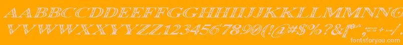 Occoluchi Italic-Schriftart – Rosa Schriften auf orangefarbenem Hintergrund