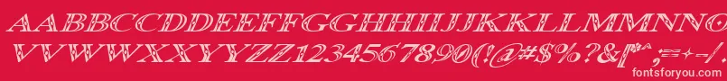 Fonte Occoluchi Italic – fontes rosa em um fundo vermelho