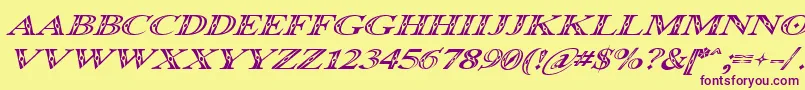 Occoluchi Italic-fontti – violetit fontit keltaisella taustalla