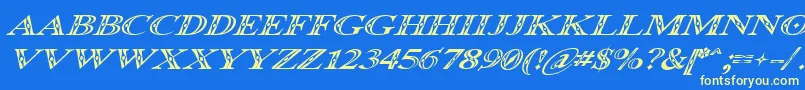 Fonte Occoluchi Italic – fontes amarelas em um fundo azul