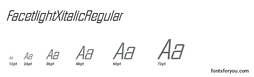 Размеры шрифта FacetlightXitalicRegular