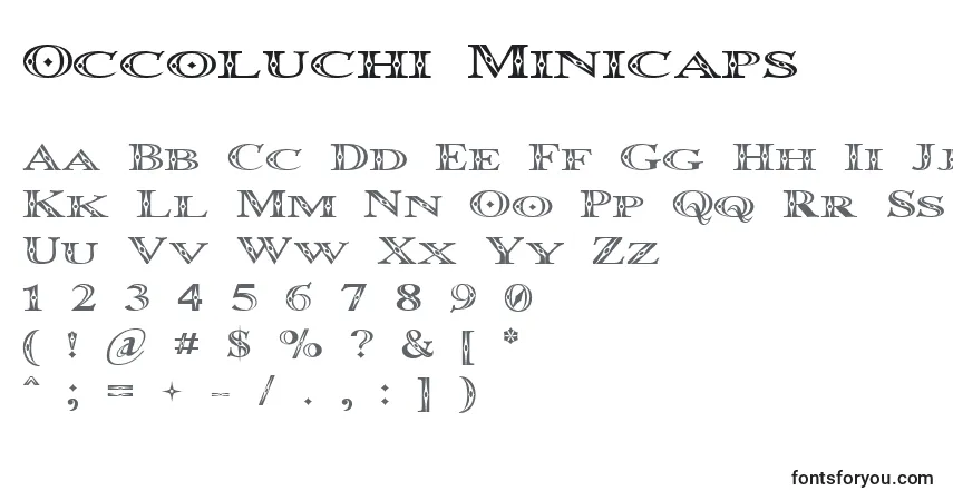 Шрифт Occoluchi Minicaps – алфавит, цифры, специальные символы