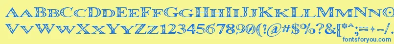 Occoluchi Minicaps-fontti – siniset fontit keltaisella taustalla
