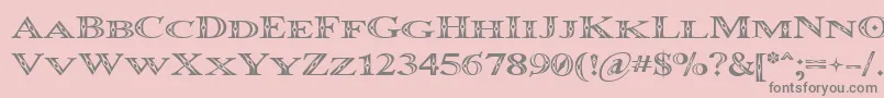 Occoluchi Minicaps-fontti – harmaat kirjasimet vaaleanpunaisella taustalla