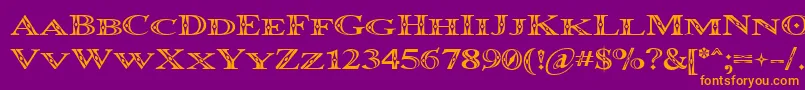 Occoluchi Minicaps-fontti – oranssit fontit violetilla taustalla