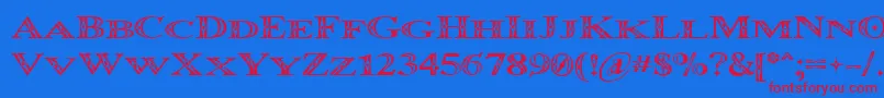 Occoluchi Minicaps Font – Red Fonts on Blue Background