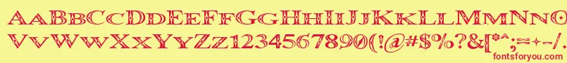 Occoluchi Minicaps Font – Red Fonts on Yellow Background