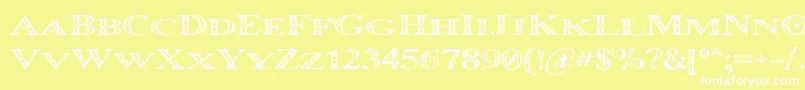 Occoluchi Minicaps-fontti – valkoiset fontit keltaisella taustalla
