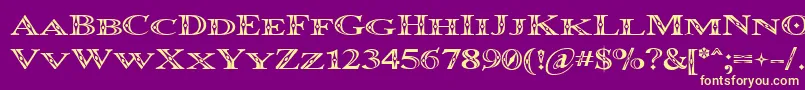 Occoluchi Minicaps-fontti – keltaiset fontit violetilla taustalla