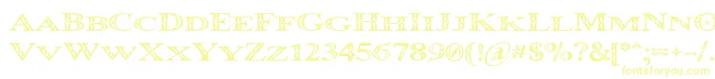 Czcionka Occoluchi Minicaps – żółte czcionki na białym tle