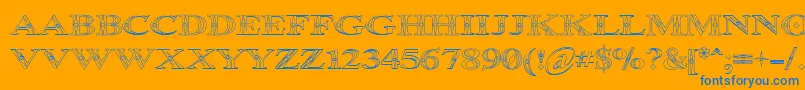 Occoluchi Outline Font – Blue Fonts on Orange Background