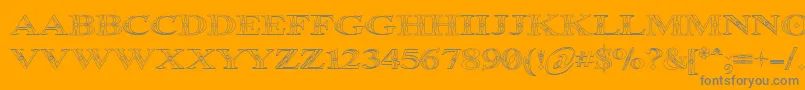 Occoluchi Outline-Schriftart – Graue Schriften auf orangefarbenem Hintergrund