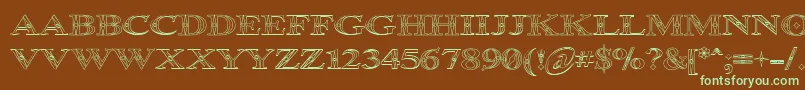 Occoluchi Outline Font – Green Fonts on Brown Background