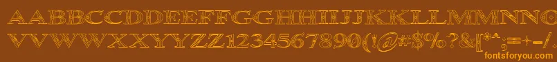 Occoluchi Outline-Schriftart – Orangefarbene Schriften auf braunem Hintergrund