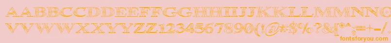 Occoluchi Outline-Schriftart – Orangefarbene Schriften auf rosa Hintergrund