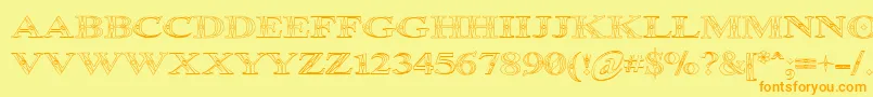 Occoluchi Outline Font – Orange Fonts on Yellow Background