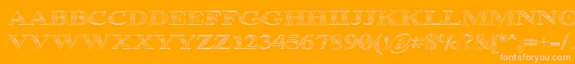 Occoluchi Outline-Schriftart – Rosa Schriften auf orangefarbenem Hintergrund