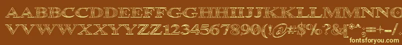 Occoluchi Outline Font – Yellow Fonts on Brown Background