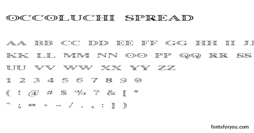 Schriftart Occoluchi Spread – Alphabet, Zahlen, spezielle Symbole
