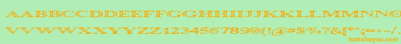 Occoluchi Spread-Schriftart – Orangefarbene Schriften auf grünem Hintergrund