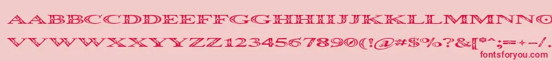 Occoluchi Spread-Schriftart – Rote Schriften auf rosa Hintergrund