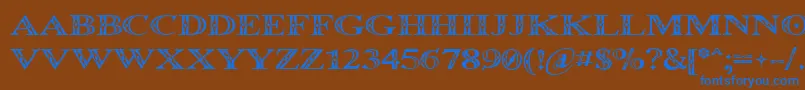 Occoluchi-Schriftart – Blaue Schriften auf braunem Hintergrund