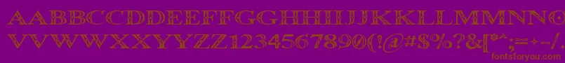 Occoluchi-Schriftart – Braune Schriften auf violettem Hintergrund