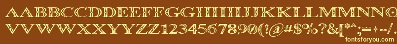 Occoluchi-Schriftart – Gelbe Schriften auf braunem Hintergrund