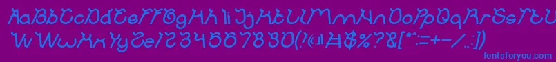 Fonte Ocean Free Bold Italic – fontes azuis em um fundo violeta