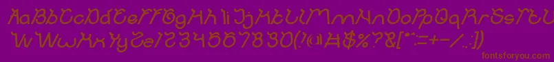 Fonte Ocean Free Bold Italic – fontes marrons em um fundo roxo