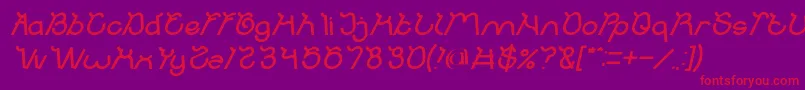 Fonte Ocean Free Bold Italic – fontes vermelhas em um fundo violeta