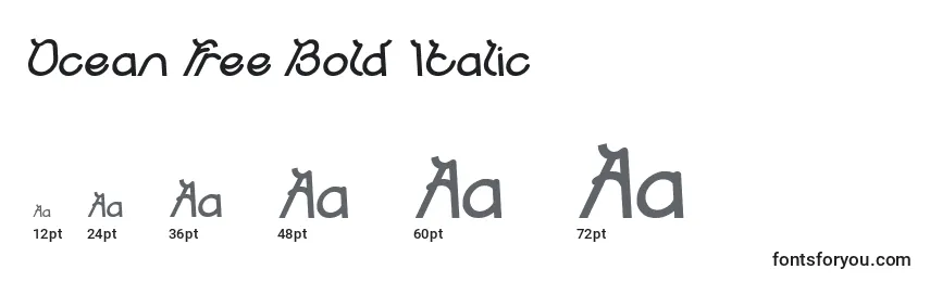 Размеры шрифта Ocean Free Bold Italic